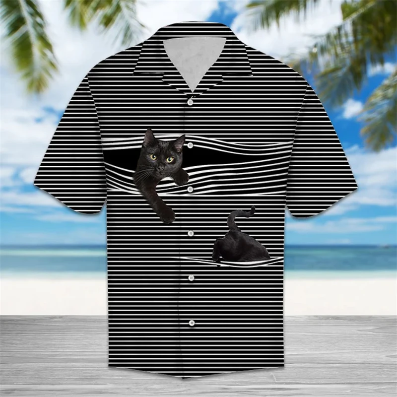 Funny Black Cat Pattern Hawaiian Shirts Summer Fashion Short Sleeve 3D Printed Cat Lover Shirt Loose Breathable Lapel Blouse
Funny Black Cat Pattern Hawaiian Shirts Summer Fashion Short Sleeve 3D Printed Cat Lover Shirt Loose Breathable Lapel Blouse