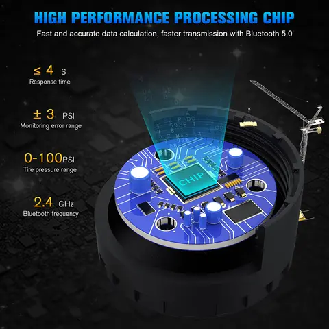 Capteur de pression des pneus de voiture moto, compatible Bluetooth, capteur d'alarme de pression des pneus, accessoires d'affichage pour téléphone portable