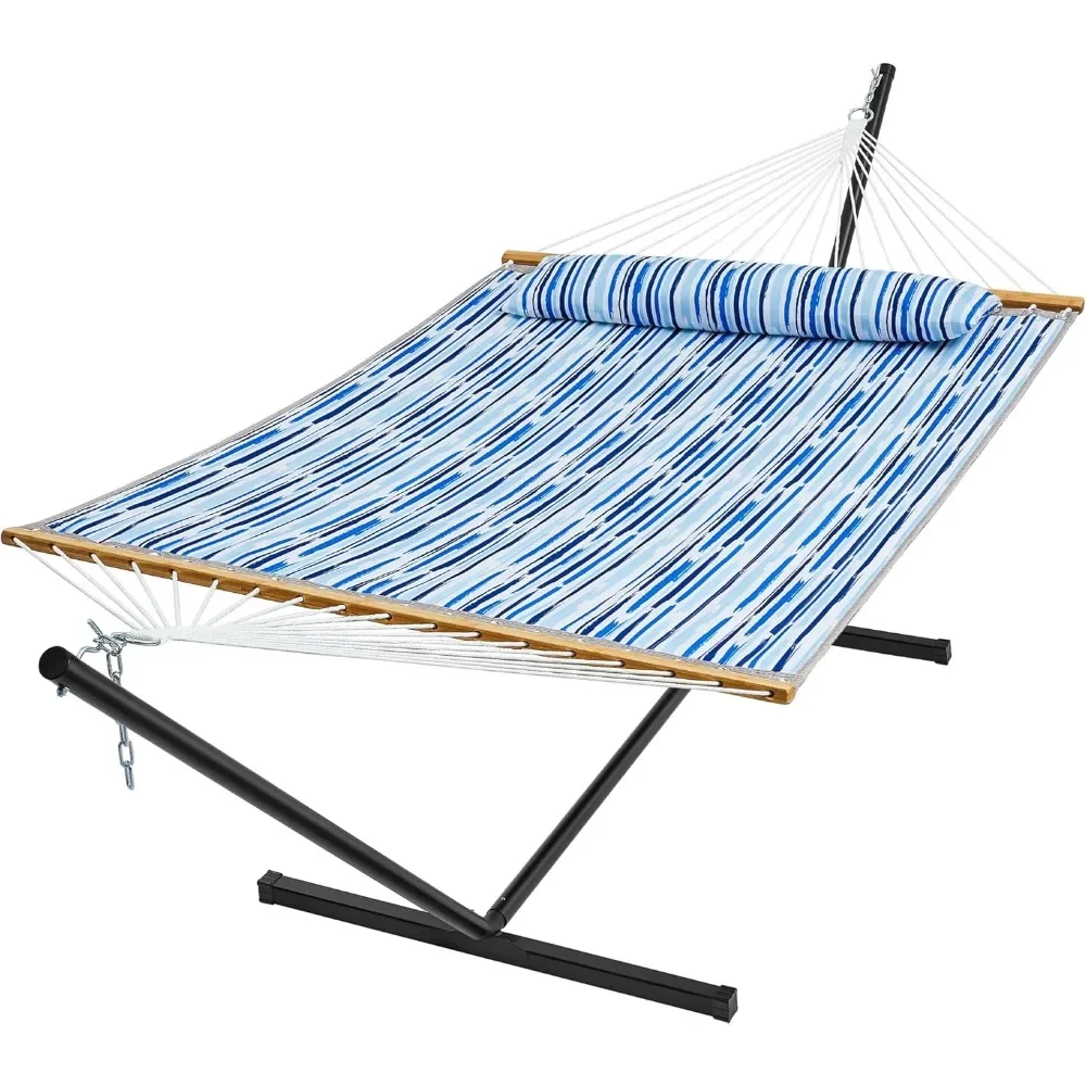 Hammock with Stand, 2 Person Quilted Outdoor Hammock, Detachable Pillow & Bamboo Spreaders, Portable Hammock with Carrying Bag
Hammock with Stand, 2 Person Quilted Outdoor Hammock, Detachable Pillow & Bamboo Spreaders, Portable Hammock with Carrying Bag