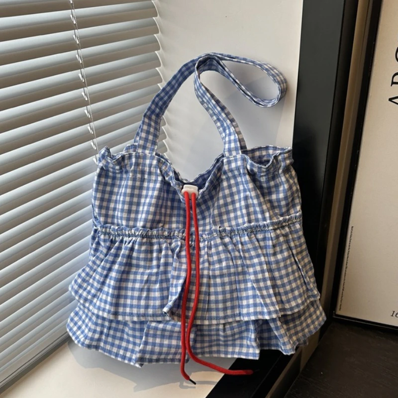 Casual Ruffles Design Women's Drawstring Shoulder Bags Commute Simple Ladies Plaid Tote Shopping Bag Large Capacity Handbags
Casual Ruffles Design Women's Drawstring Shoulder Bags Commute Simple Ladies Plaid Tote Shopping Bag Large Capacity Handbags