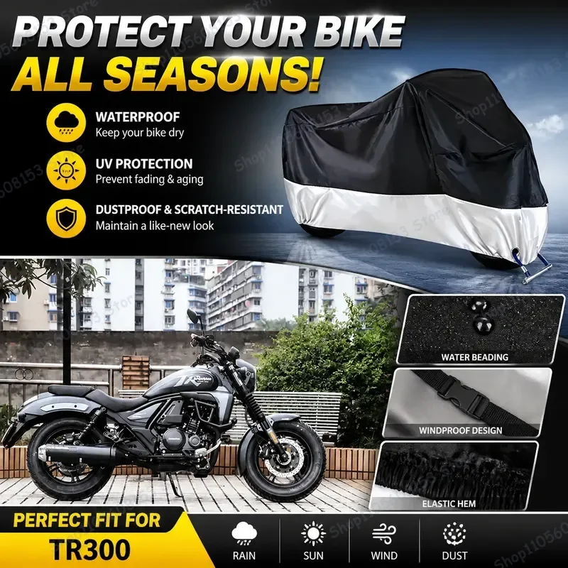For HAOJUE TR300 Motorcycle Cover Waterproof Dustproof UV Resistant All Weather Outdoor Indoor Scooter Bike Protection Cover
For HAOJUE TR300 Motorcycle Cover Waterproof Dustproof UV Resistant All Weather Outdoor Indoor Scooter Bike Protection Cover