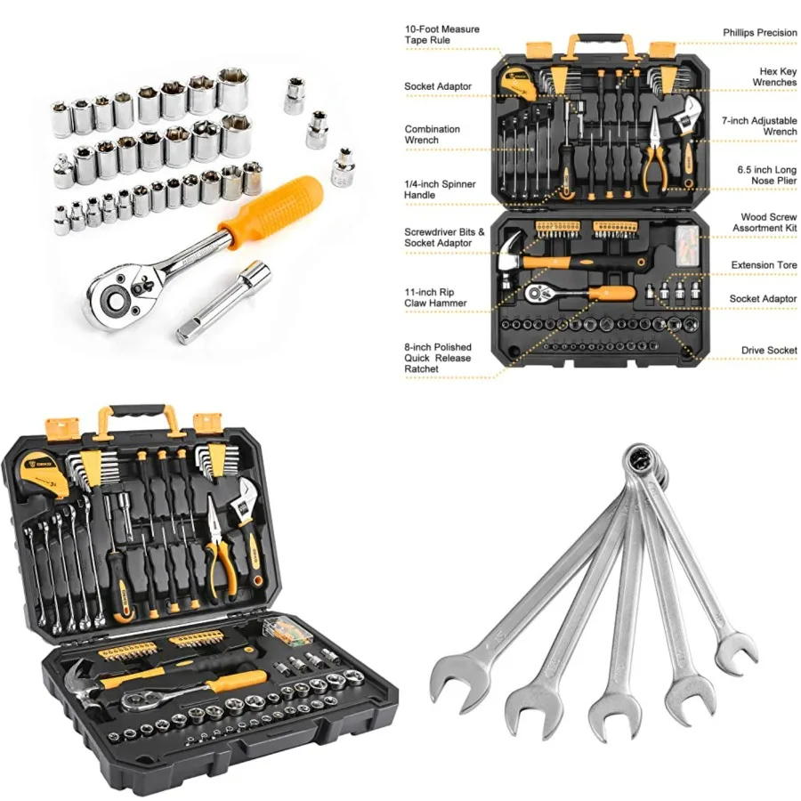 128 Piece Tool Set-General Household Hand Tool Kit, Auto Repair Tool Set, with Plastic Toolbox Storage Case,Black case makes it dirt-resistant.Diamond shape design makes it unique and fashion .Case size: 15.35"*11.02"*3.54".Net Weight 7.60 lb
128 Piece Tool Set-General Household Hand Tool Kit, Auto Repair Tool Set, with Plastic Toolbox Storage Case,Black case makes it dirt-resistant.Diamond shape design makes it unique and fashion .Case size: 15.35"*11.02"*3.54".Net Weight 7.60 lb