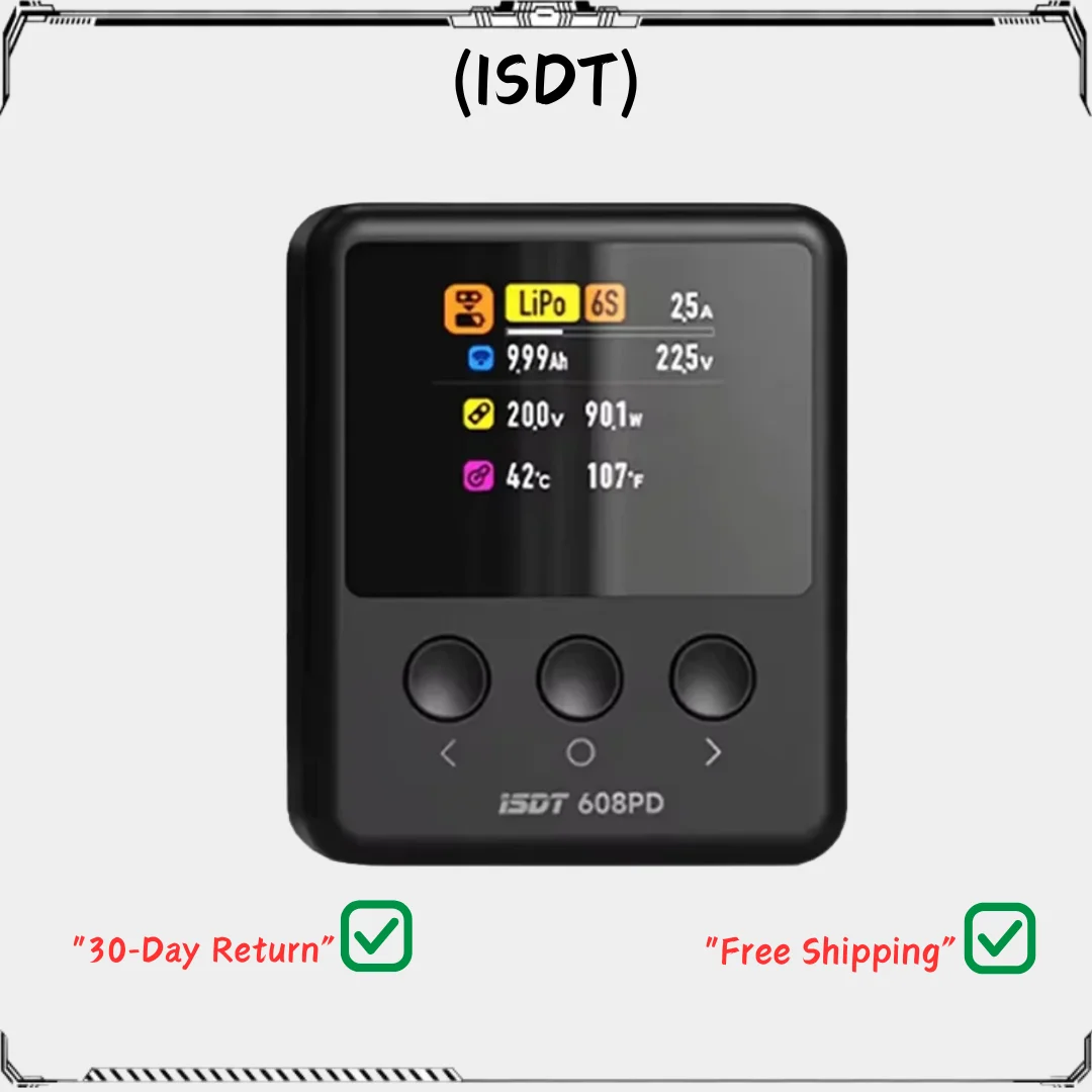 ISDT 608PD Lipo Balance Charger Discharger 240W/10A DC & 140W/5A PD Smart Digital Charger for LiPo/LiFe/LiHV RC Batteries
ISDT 608PD Lipo Balance Charger Discharger 240W/10A DC & 140W/5A PD Smart Digital Charger for LiPo/LiFe/LiHV RC Batteries