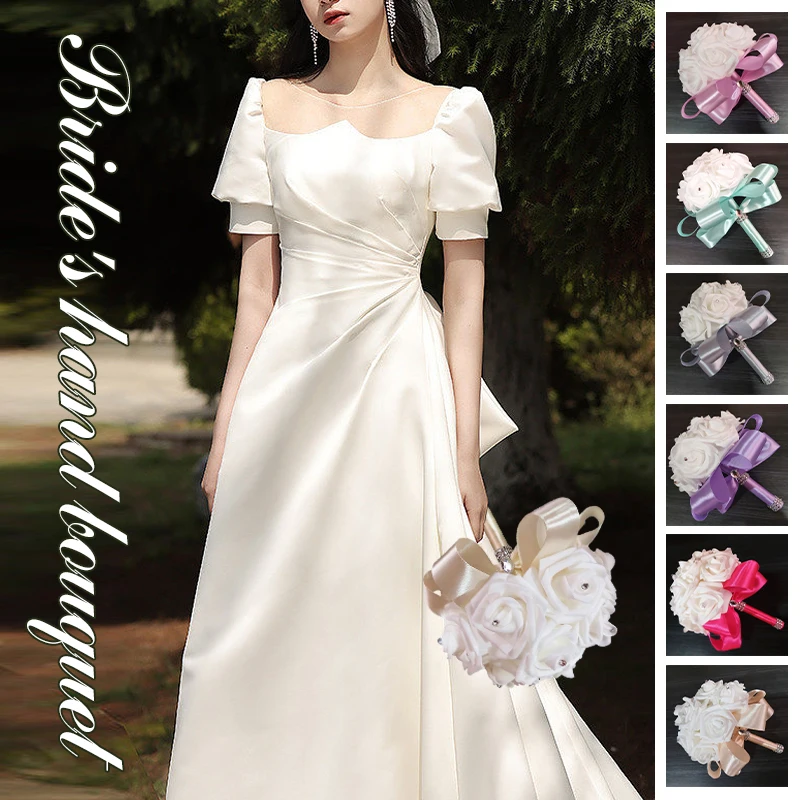 18cm Beautiful Roses Bridal Holding Flower Bridesmaid Wedding Silk Satin Ribbon Bouquet Bridal Artificial Silk Flowers Decor
18cm Beautiful Roses Bridal Holding Flower Bridesmaid Wedding Silk Satin Ribbon Bouquet Bridal Artificial Silk Flowers Decor