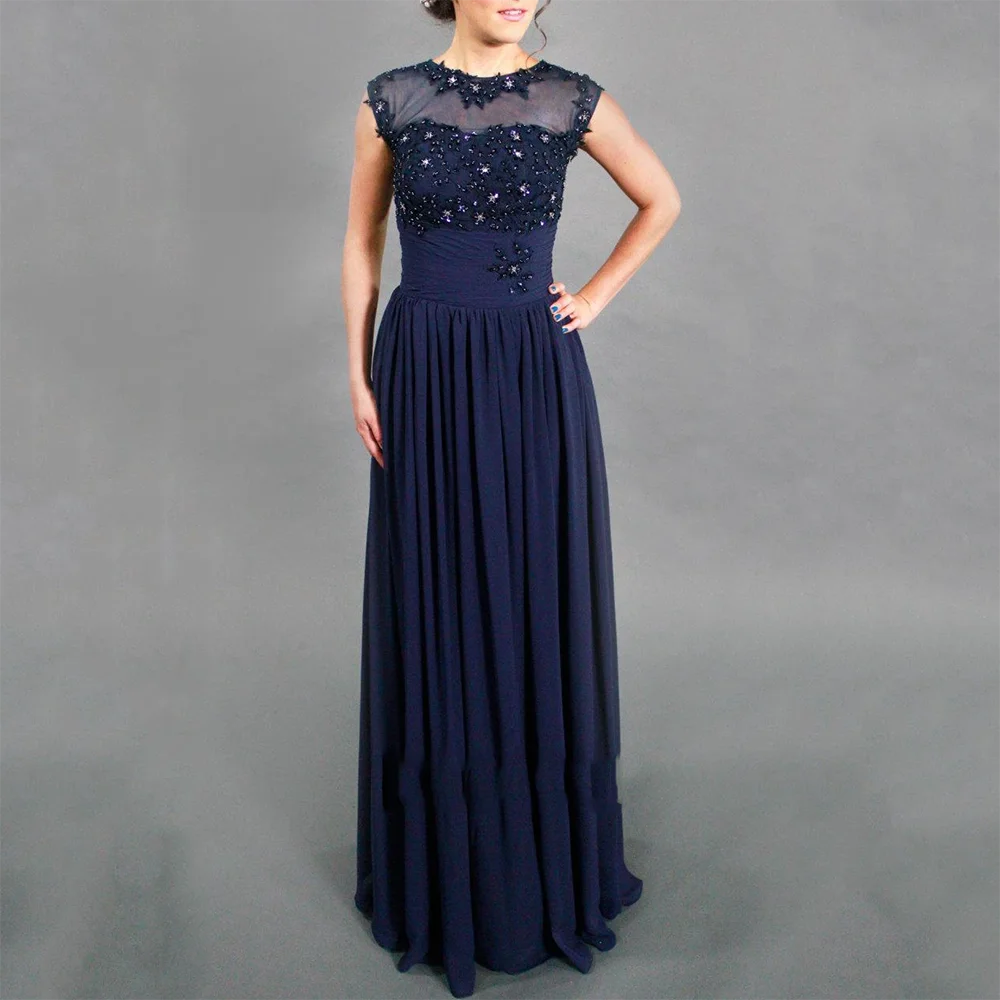 Customized Scoop Neck Sleeveless Mother Gowns Navy Blue Chiffon Pleat A-line Floor Length Mother of The Bride Dress with Crystal
Customized Scoop Neck Sleeveless Mother Gowns Navy Blue Chiffon Pleat A-line Floor Length Mother of The Bride Dress with Crystal