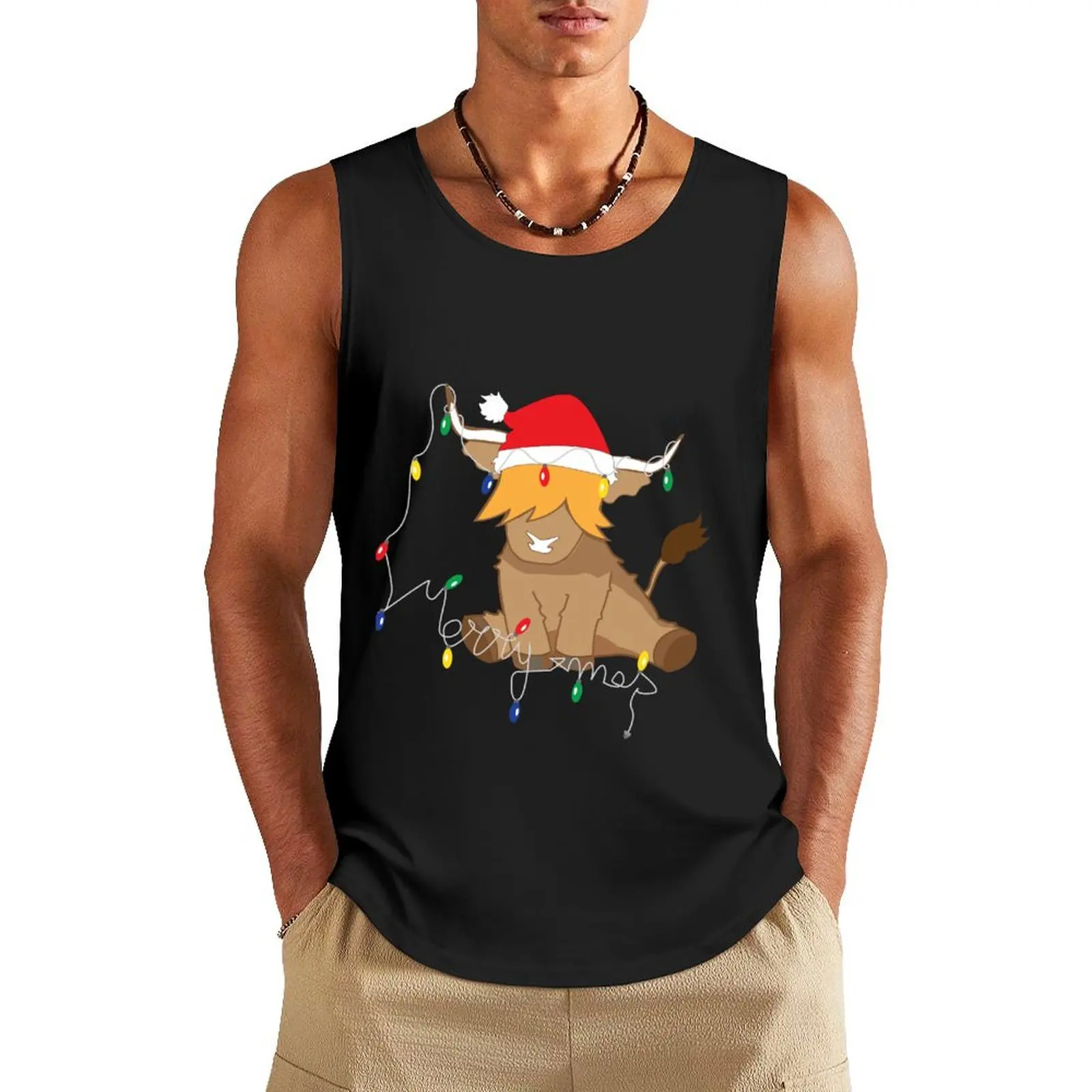 Cute highland cow christmas Tank Top Men's tops sleeveless gym shirts male sports t-shirts for men Gym wear
Cute highland cow christmas Tank Top Men's tops sleeveless gym shirts male sports t-shirts for men Gym wear