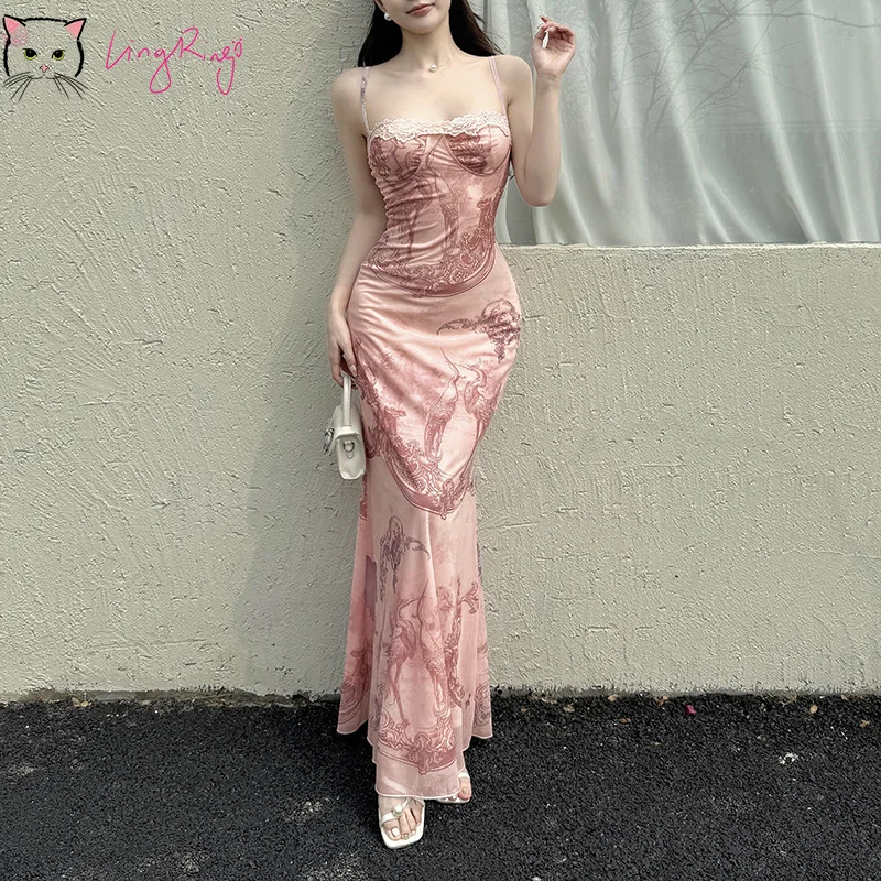 Vacation Print Sundress Women's Sexy Lace Trim Bodycon Maxi Dress Summer Floral Beach Dress Elegant Tight Fit Long Dress
Vacation Print Sundress Women's Sexy Lace Trim Bodycon Maxi Dress Summer Floral Beach Dress Elegant Tight Fit Long Dress