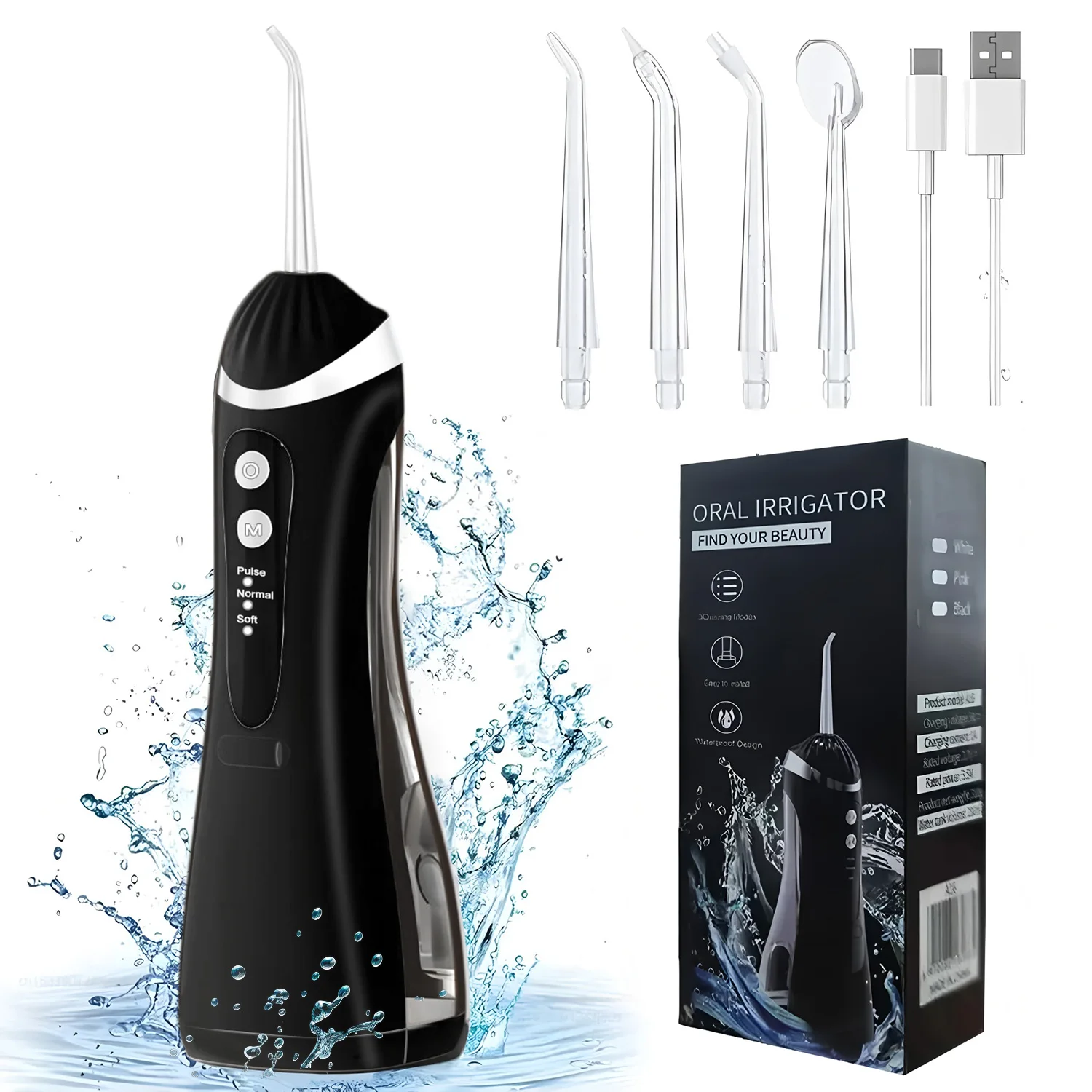 Стоматологический ирригатор для полости рта, ирригатор для воды, нить для набора зубов, стиральная машина для рта, 4 насадки, 3 режима, перезаряжаемый через USB, резервуар на 300 мл
Стоматологический ирригатор для полости рта, ирригатор для воды, нить для набора зубов, стиральная машина для рта, 4 насадки, 3 режима, перезаряжаемый через USB, резервуар на 300 мл