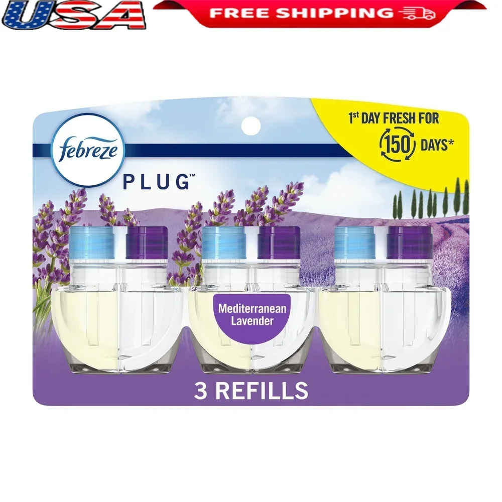 Подключаемый освежитель воздуха, ароматизированное масло для борьбы с запахом, 3 упаковки, автоматический индикатор низкого уровня средиземноморской лаванды 
Подключаемый освежитель воздуха, ароматизированное масло для борьбы с запахом, 3 упаковки, автоматический индикатор низкого уровня средиземноморской лаванды