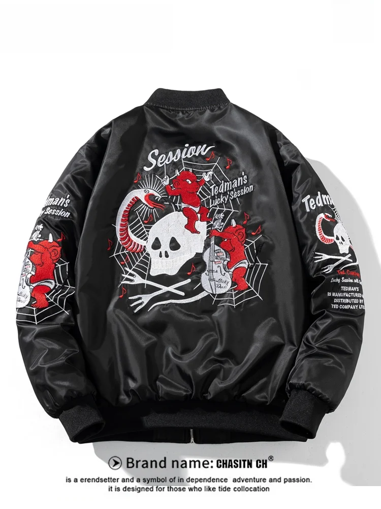 Men's Baseball Jaet Skull Embroidery Flight Jaet Thiened Spring Autumn Casual Outerwear Faion Urban Sle Zipper Closure
Men's Baseball Jaet Skull Embroidery Flight Jaet Thiened Spring Autumn Casual Outerwear Faion Urban Sle Zipper Closure