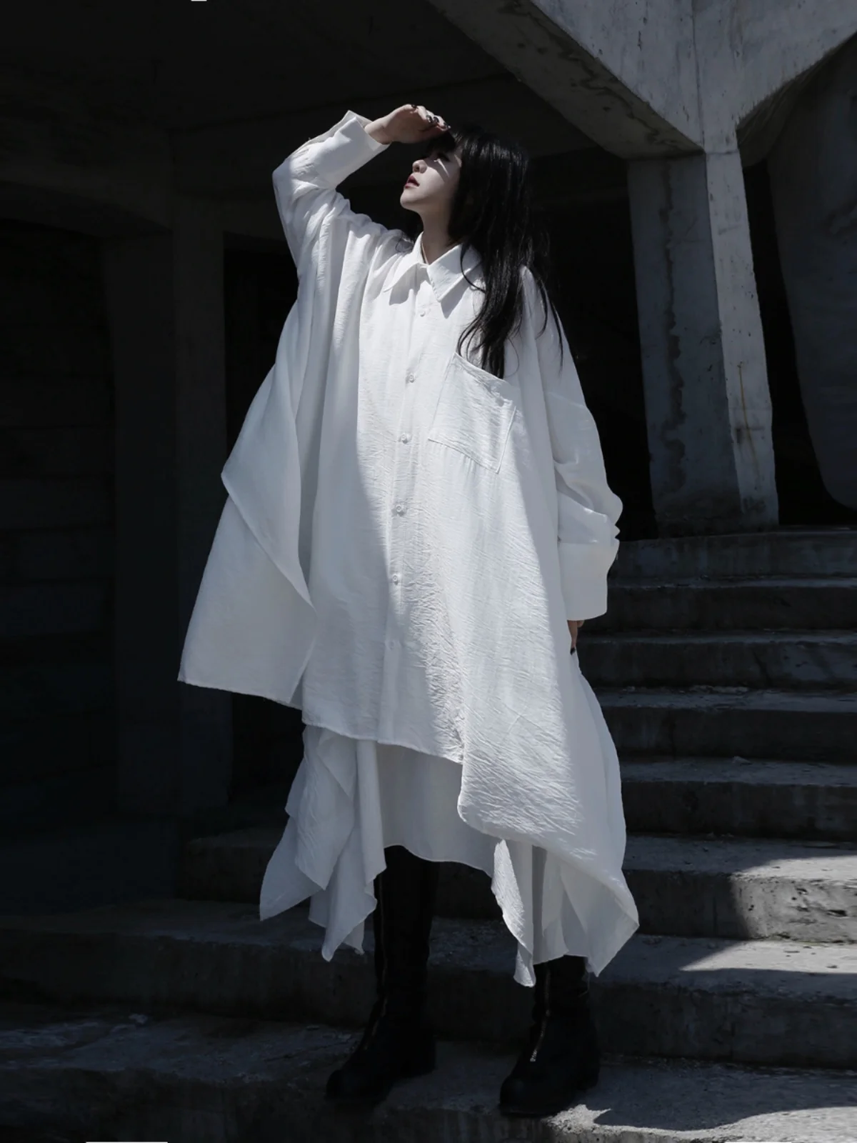 Invisible Seek Original Design Asymmetric Loose Long Shirt Unisex Dark Style Long Sleeve Female Teenage Spring Citywalk Shirt
Invisible Seek Original Design Asymmetric Loose Long Shirt Unisex Dark Style Long Sleeve Female Teenage Spring Citywalk Shirt