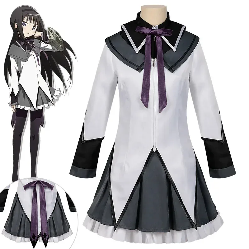 Anime Akemi Homura Puella Magi Madoka Magica Cosplay Arc Wig Halloween Party Combat Uniform JK Dress;2,c'4,h.
Anime Akemi Homura Puella Magi Madoka Magica Cosplay Arc Wig Halloween Party Combat Uniform JK Dress;2,c'4,h.