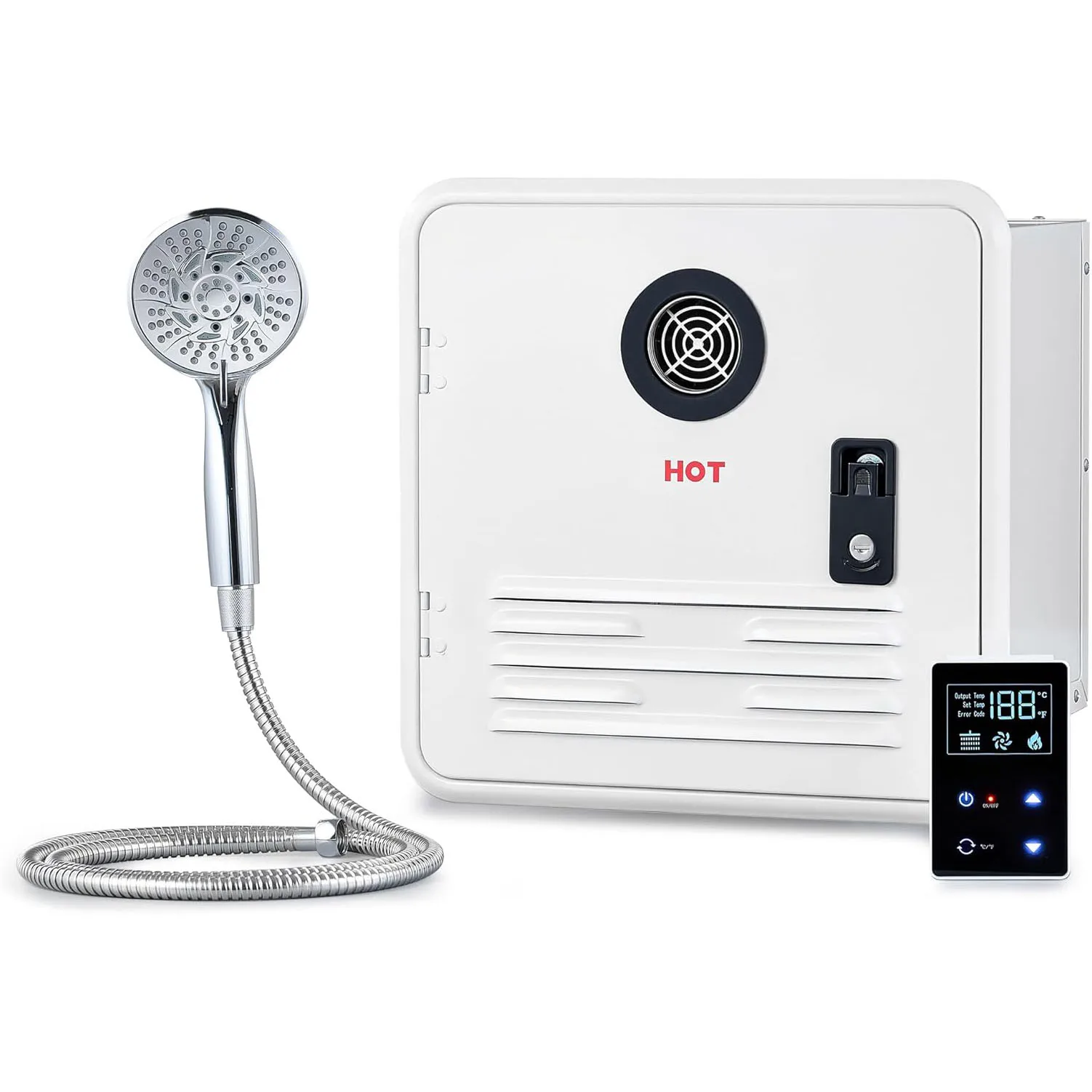 RV Tankless Water Heater, 65000 BTU with Showerhead Kit Control Panel, on Demand Instant Hot Water Heater for RV Camping
RV Tankless Water Heater, 65000 BTU with Showerhead Kit Control Panel, on Demand Instant Hot Water Heater for RV Camping