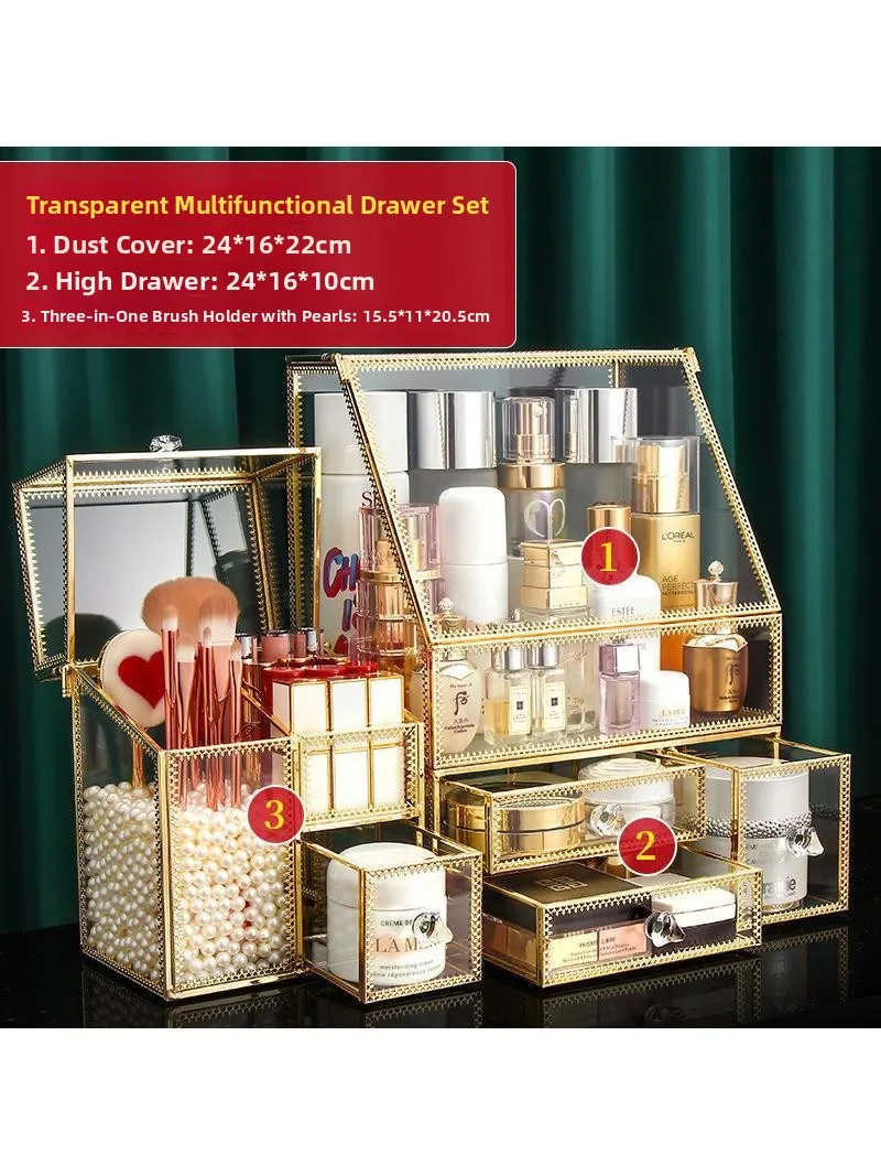 Nordic Sle Glass Cosmetic Storage Box Lipsti Jewelry Skincare Desktop Luxury Organizer elf Home eup Desk
Nordic Sle Glass Cosmetic Storage Box Lipsti Jewelry Skincare Desktop Luxury Organizer elf Home eup Desk