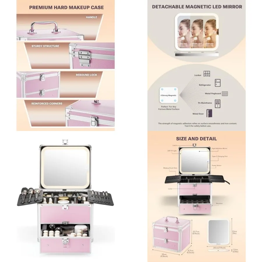 Makeup Box with Drawer and A Detachable Lighted Mirror, Waterproof Travel Train Case, Cosmetic Organizer and Makeup Suitcase wi
Makeup Box with Drawer and A Detachable Lighted Mirror, Waterproof Travel Train Case, Cosmetic Organizer and Makeup Suitcase wi