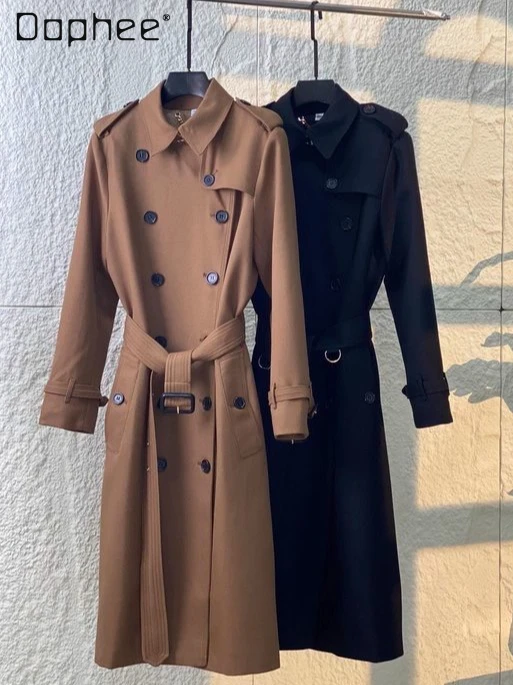 High End Temperament Classic Double-breasted Long Wool Coat Women French British Fashion Retro Slim Mid-length Trench Coats
High End Temperament Classic Double-breasted Long Wool Coat Women French British Fashion Retro Slim Mid-length Trench Coats