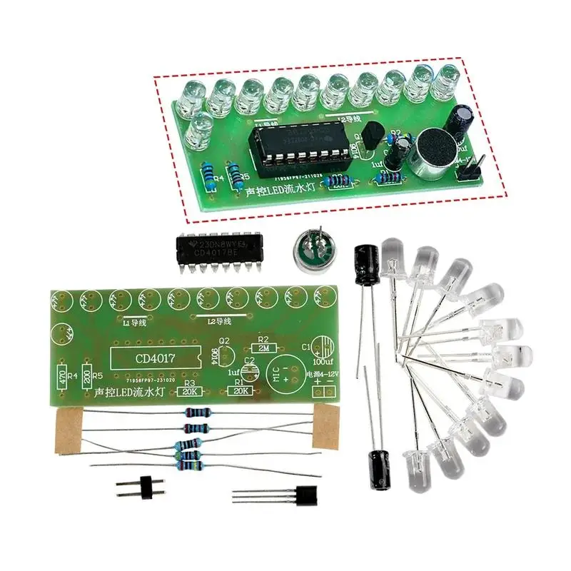 CD4017 Voice activated LED Water Light Kit Lantern Control Fun Electronic Production Teaching Training Diy Kit Module
CD4017 Voice activated LED Water Light Kit Lantern Control Fun Electronic Production Teaching Training Diy Kit Module