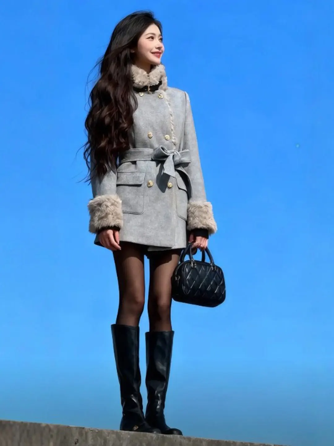 Korean Sle Woolen Coat Belted Waist Cinched Faionable Small Size Winter Outerwear Long Sve round Hemline Travel Casual
Korean Sle Woolen Coat Belted Waist Cinched Faionable Small Size Winter Outerwear Long Sve round Hemline Travel Casual