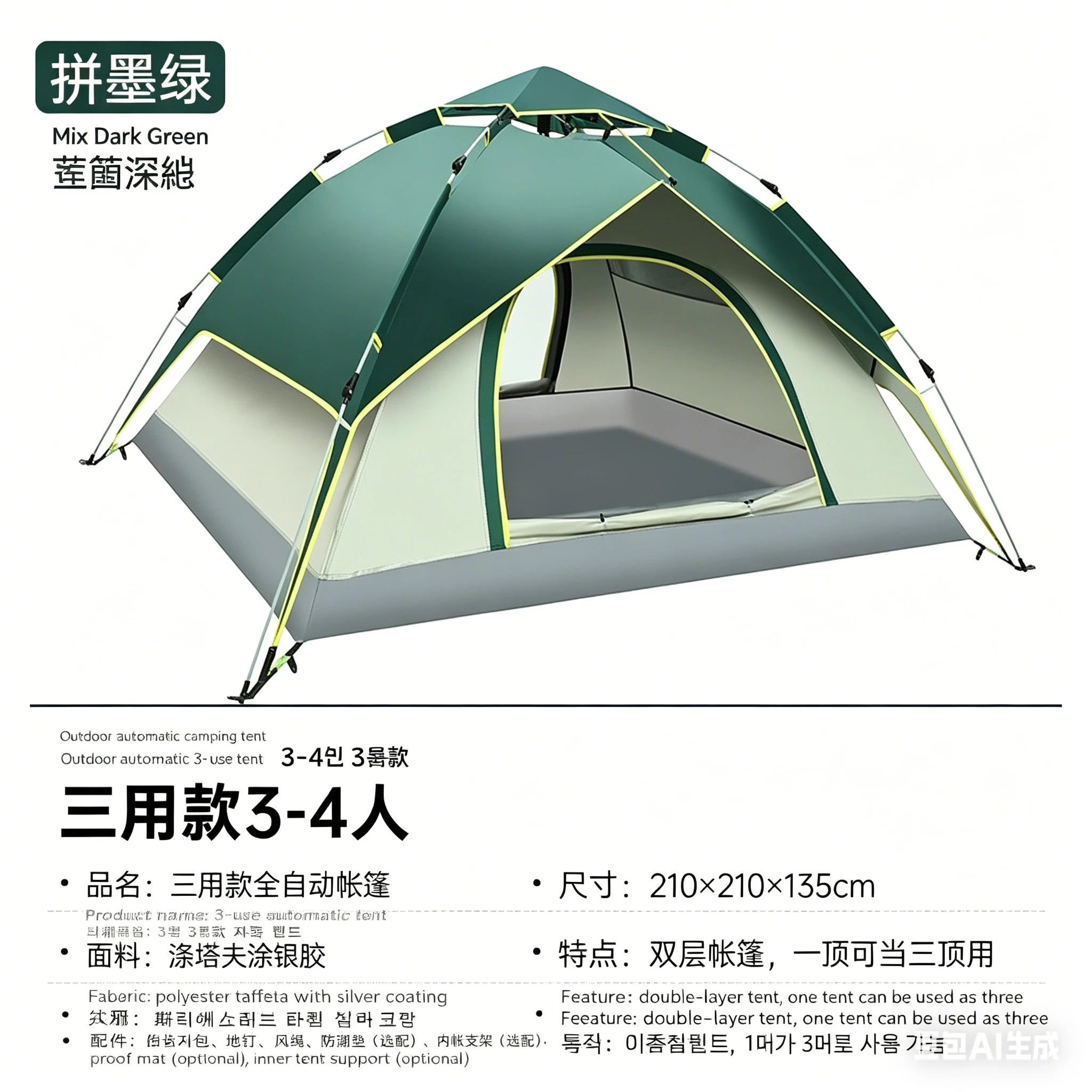 Double Layer Automatic Tent, 3-4 Person Outdoor Thickened Rainproof Tent, Single/Double Person Camping Sunshade & UV Protection
Double Layer Automatic Tent, 3-4 Person Outdoor Thickened Rainproof Tent, Single/Double Person Camping Sunshade & UV Protection