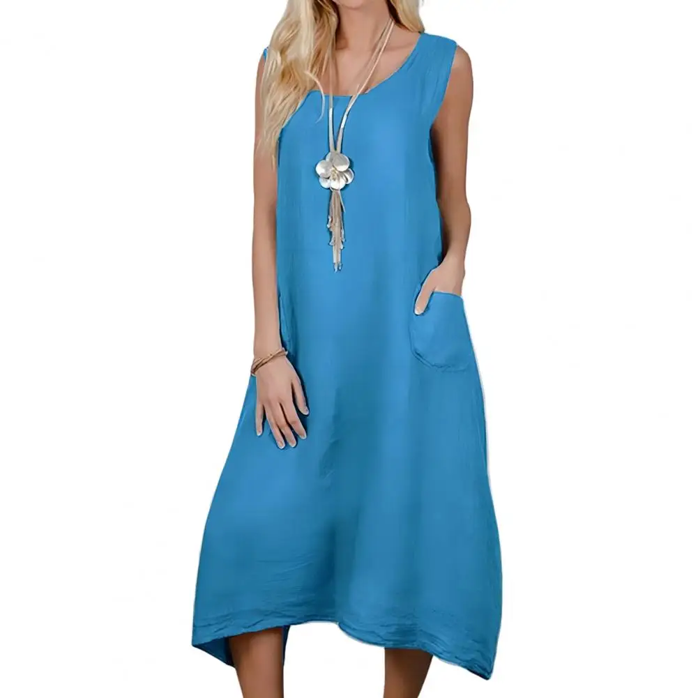 Summer Women Vest Long Dress with Irregular Hem Double Big Pockets Sleeveless Beachwear
Summer Women Vest Long Dress with Irregular Hem Double Big Pockets Sleeveless Beachwear