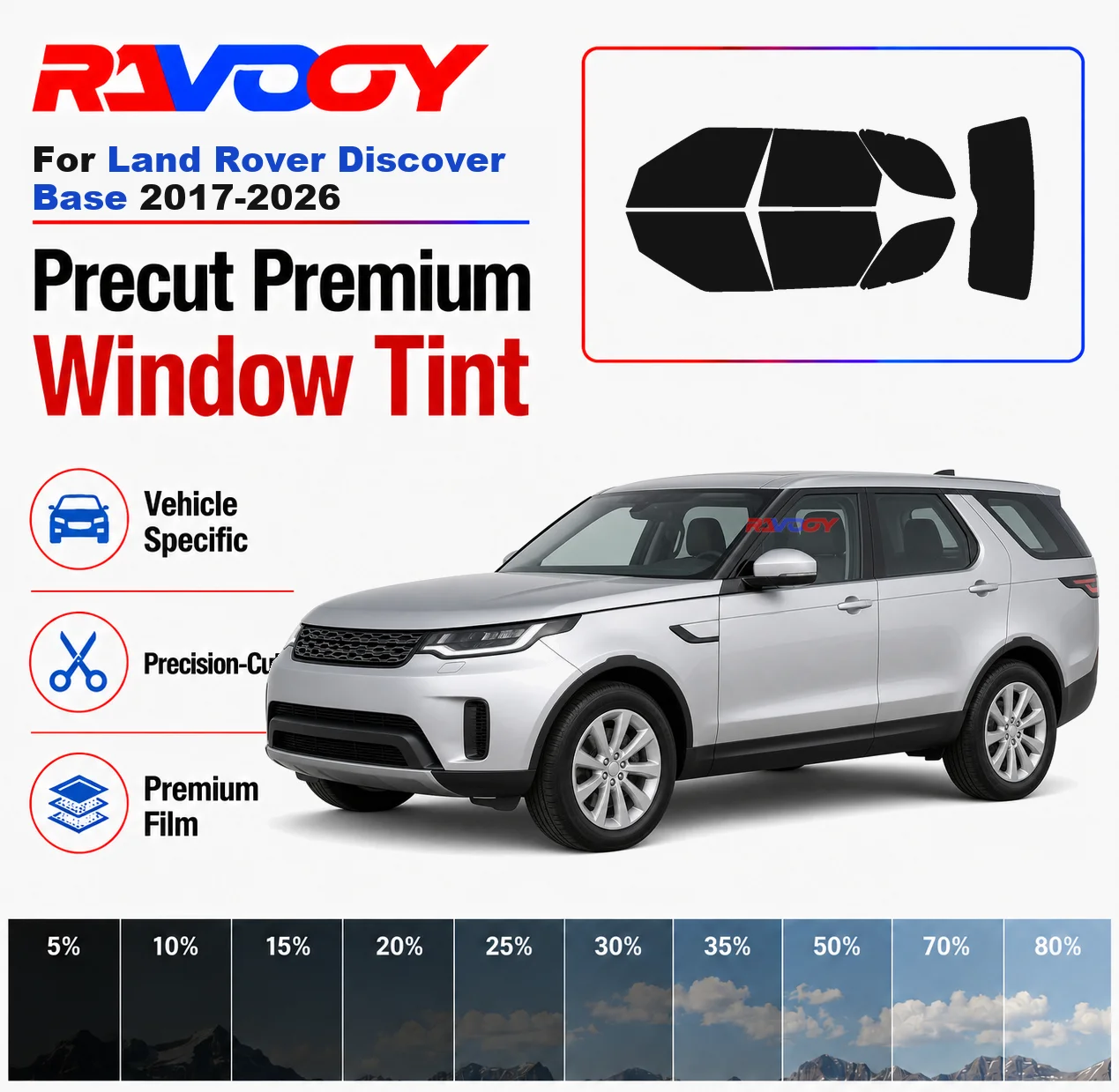 Premium Precut Window Tint Kit Front Rear Windows Rear Windshield For Land Rover Discover Base 2017-2026 Nano Ceramic Film
Premium Precut Window Tint Kit Front Rear Windows Rear Windshield For Land Rover Discover Base 2017-2026 Nano Ceramic Film