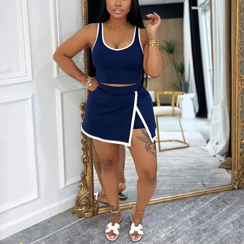 Women 2 Pieces Skirts Sets for Sports Running Wear Outfits Crop Tops & Mini Skirts Slim Fashion Elegant Ladies Two Pieces Sets
Women 2 Pieces Skirts Sets for Sports Running Wear Outfits Crop Tops & Mini Skirts Slim Fashion Elegant Ladies Two Pieces Sets