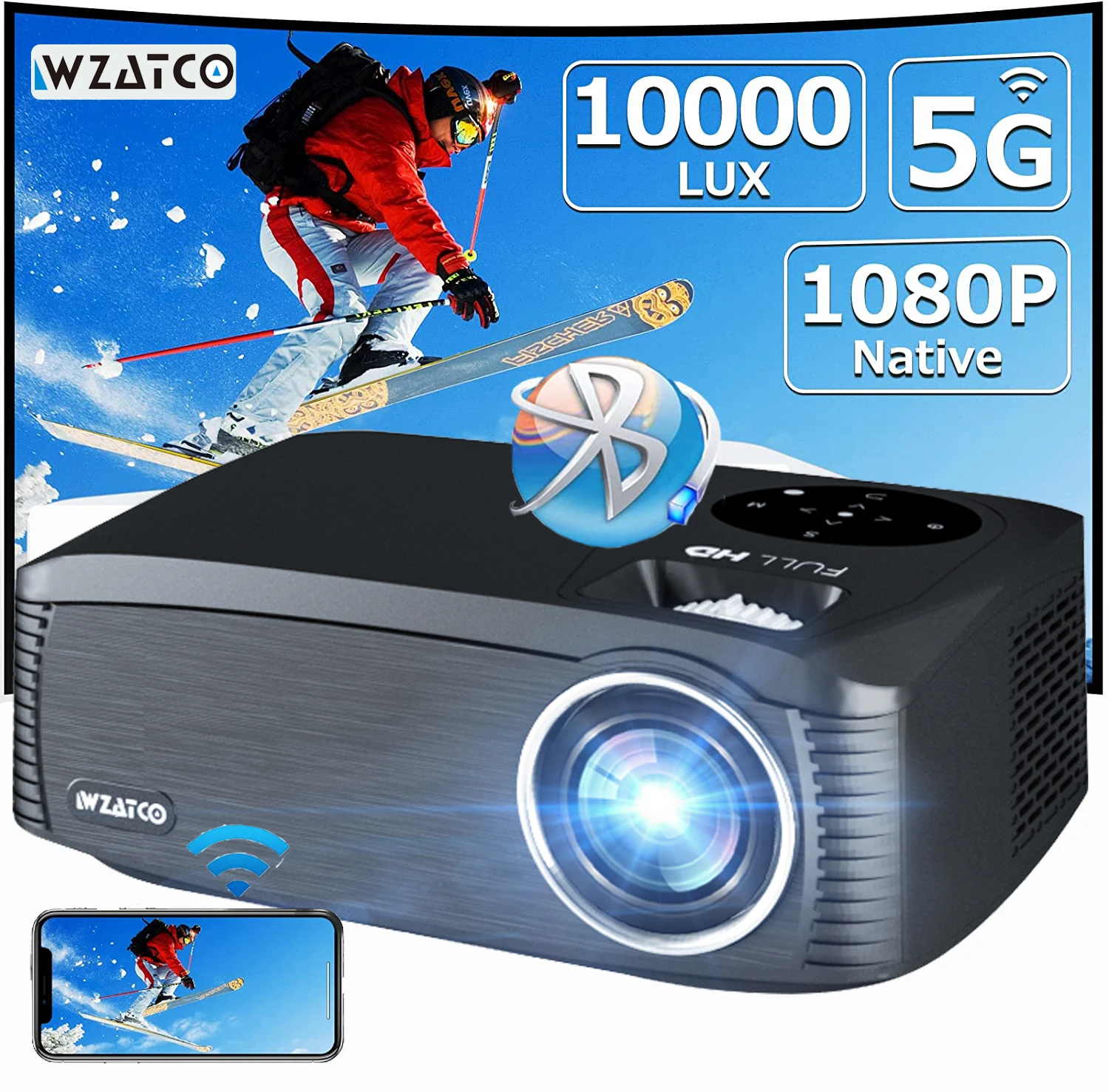 WZATCO C6A 300 дюймов Android 9.0 WIFI 5G Full HD 1920*1080P светодиодный проектор видеопроектор домашний кинотеатр кинотеатр смартфон Beamer
WZATCO C6A 300 дюймов Android 9.0 WIFI 5G Full HD 1920*1080P светодиодный проектор видеопроектор домашний кинотеатр кинотеатр смартфон Beamer