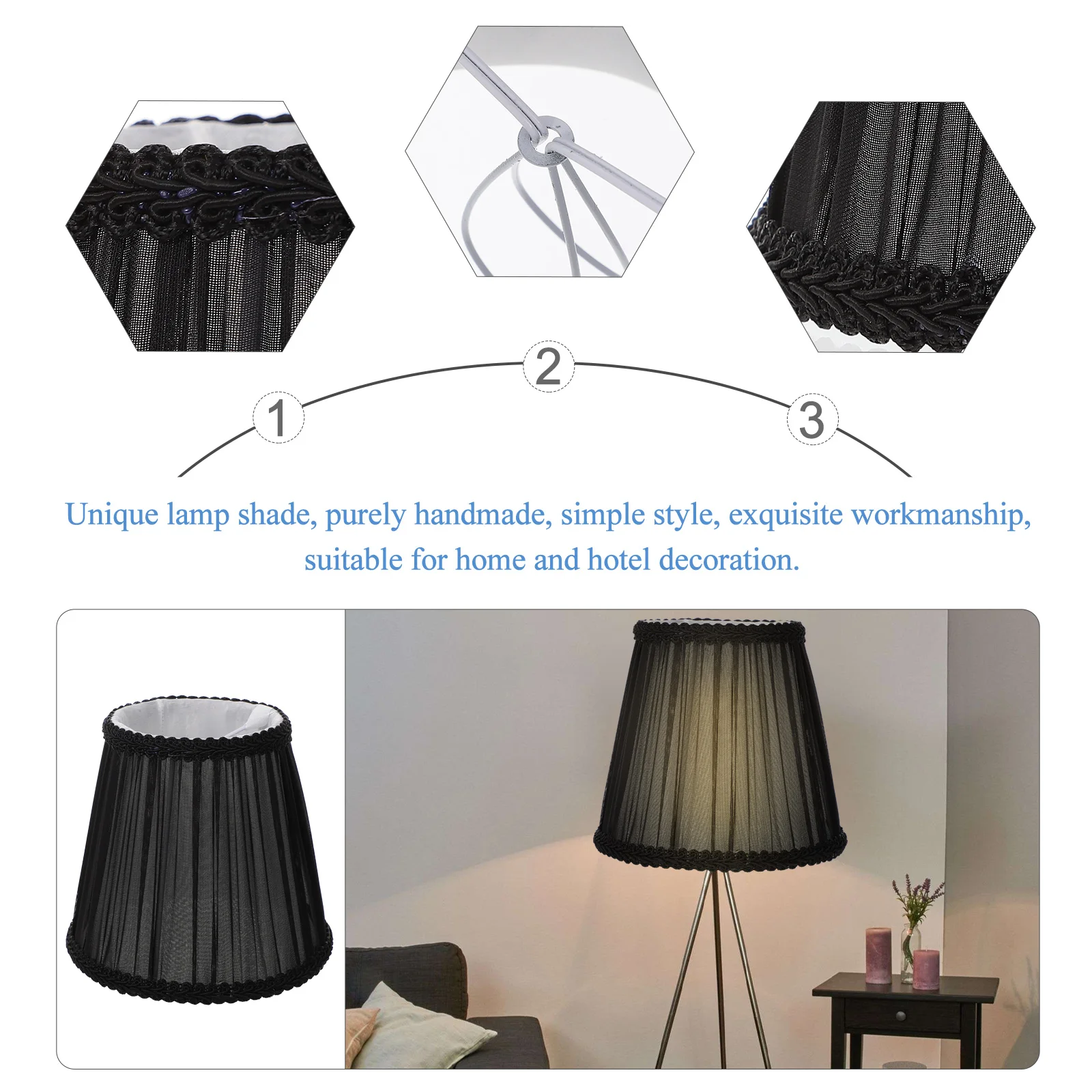 Black Clip Bulb Lampshade Cloth Cover Bedside Table Lamp Light Shade Durable Chandelier Lamp Accessory Warm Atmosphere Easy
Black Clip Bulb Lampshade Cloth Cover Bedside Table Lamp Light Shade Durable Chandelier Lamp Accessory Warm Atmosphere Easy