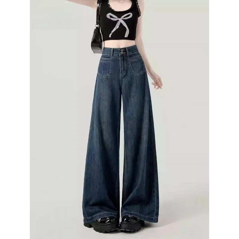 2025 Dark Blue High Waist Wide Leg Jeans Women's Summer Versatile Slimming Fall Clothes Loose Straight Pants Spring and Autumn
2025 Dark Blue High Waist Wide Leg Jeans Women's Summer Versatile Slimming Fall Clothes Loose Straight Pants Spring and Autumn