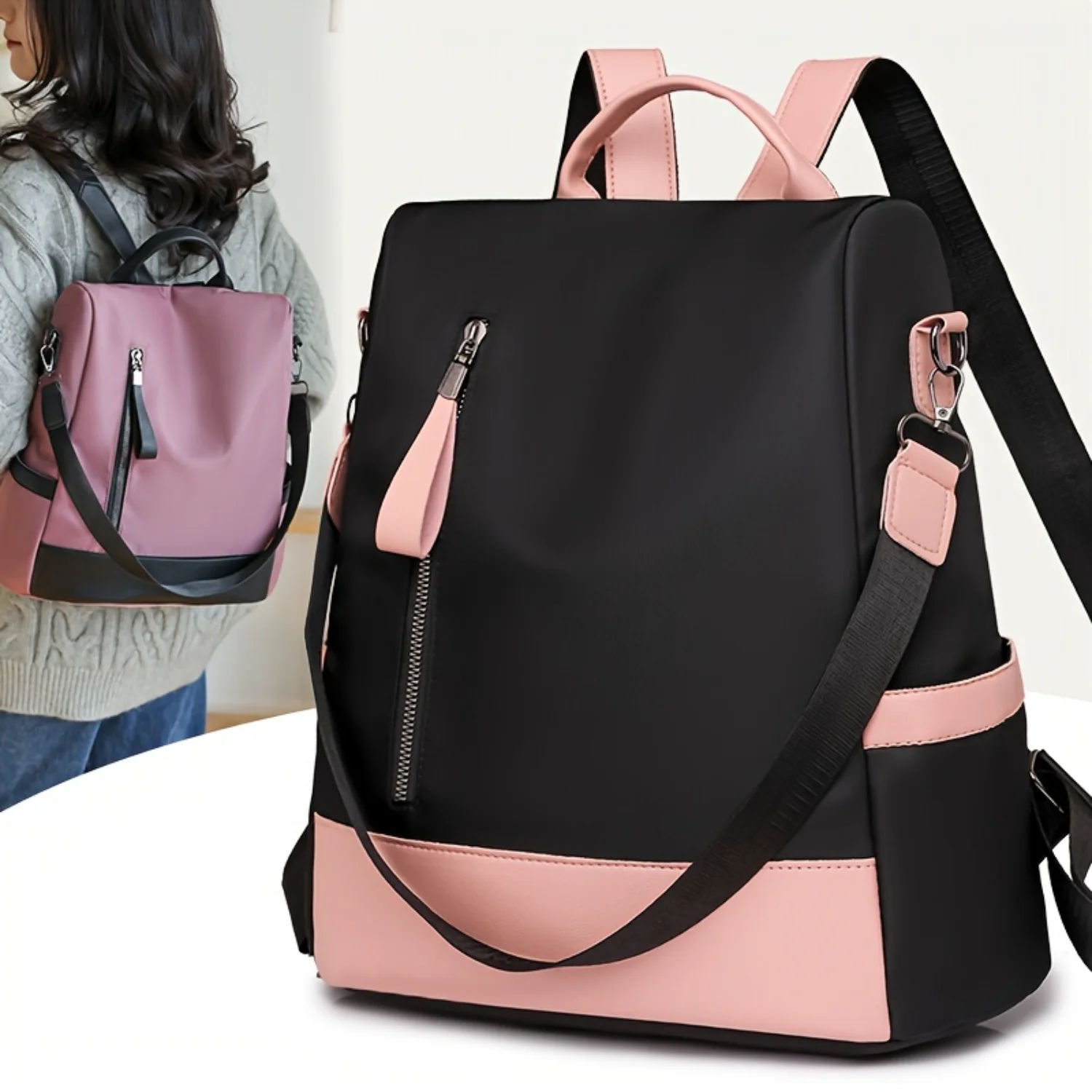 Casual Colorblock Patchwork Backpack Purse, Oxford Cloth Daypack, Casual Two-way Shoulder Bag, Fashion Travel Schoolbag
Casual Colorblock Patchwork Backpack Purse, Oxford Cloth Daypack, Casual Two-way Shoulder Bag, Fashion Travel Schoolbag