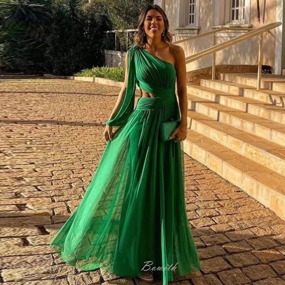 Bowith Women Summer Evening Dresses Customized Green One-Shoulder Prom Dresses 2025 A-Line Pleated Elegant Party Dresses
Bowith Women Summer Evening Dresses Customized Green One-Shoulder Prom Dresses 2025 A-Line Pleated Elegant Party Dresses