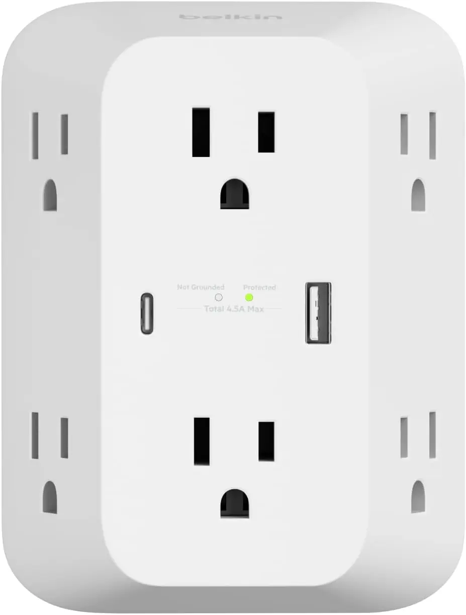 6-Outlet Surge Protector Power Strip with USB-C & USB-A, 1680J Protection, Wall-Mountable
6-Outlet Surge Protector Power Strip with USB-C & USB-A, 1680J Protection, Wall-Mountable
