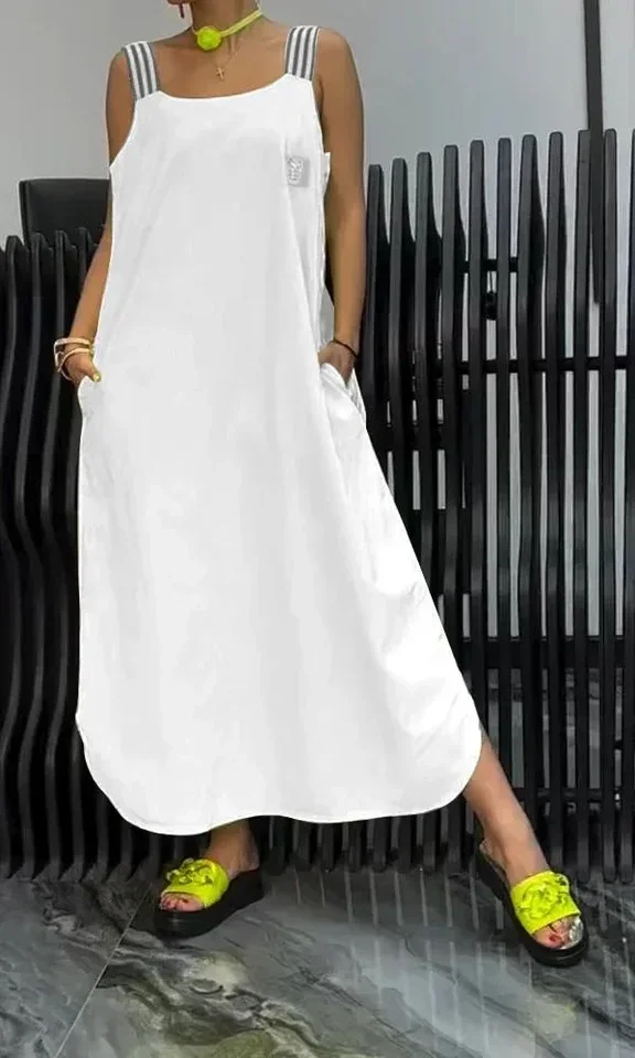 White Dress For Women Summer Sleeveless Fashion Solid Color Square-neck Casual Simple Suspender Long Dresses 2025 New
White Dress For Women Summer Sleeveless Fashion Solid Color Square-neck Casual Simple Suspender Long Dresses 2025 New
