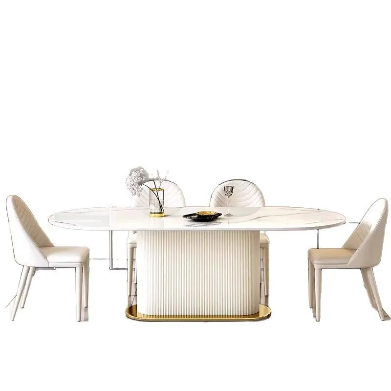 Cream wind rock board household small apartment light luxury dining table and chair combination 6 people 8 oval luxury
Cream wind rock board household small apartment light luxury dining table and chair combination 6 people 8 oval luxury