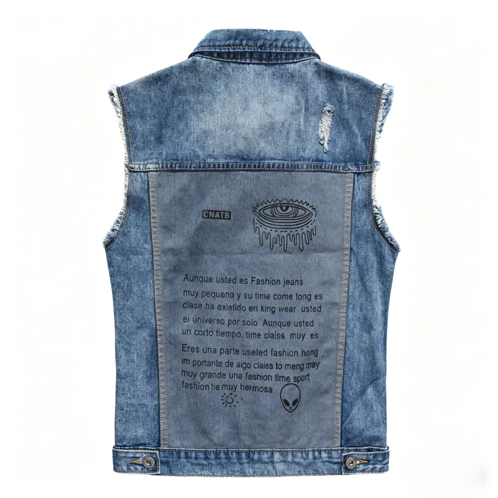 Spring Summer Men's Cotton Denim Vest Fashion Men Retro Ripped Hole Party Jean Waistcoat Men Hip Hop Sleeveless Jackets Clothing
Spring Summer Men's Cotton Denim Vest Fashion Men Retro Ripped Hole Party Jean Waistcoat Men Hip Hop Sleeveless Jackets Clothing