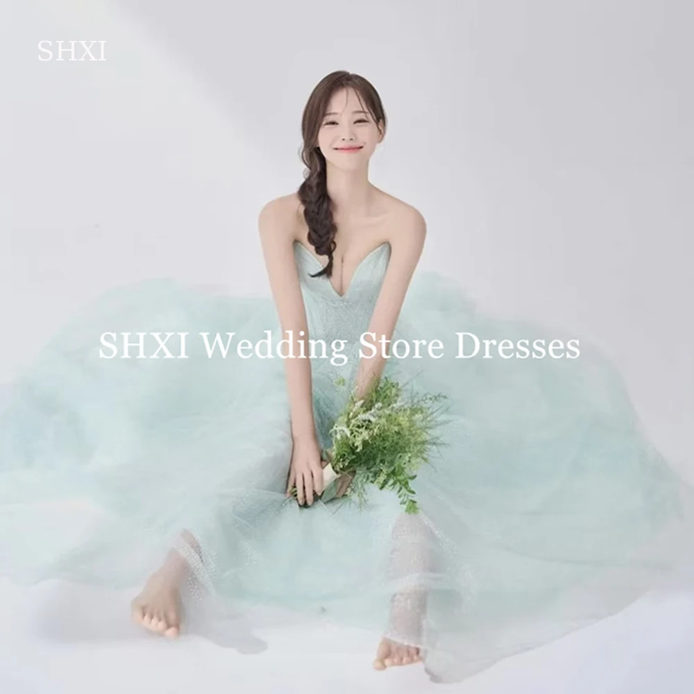 SHXI Fairy Light Green Dotted Tulle Wedding Dresses Deep VNeck Custom Made for Bride A line Korea Evening Dresses Bridal Gown
SHXI Fairy Light Green Dotted Tulle Wedding Dresses Deep VNeck Custom Made for Bride A line Korea Evening Dresses Bridal Gown