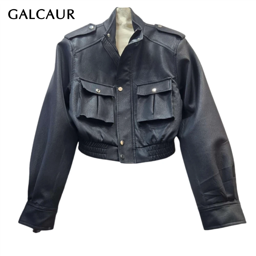 GALCAUR Solid Spliced Pocket Jacket Female Stand Collar Long Sleeve Loose Korean Streetwear Women's Jackets Fashion Autumn New
GALCAUR Solid Spliced Pocket Jacket Female Stand Collar Long Sleeve Loose Korean Streetwear Women's Jackets Fashion Autumn New