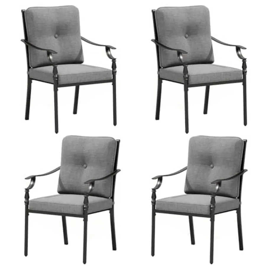 Outdoor Steel Dining Chairs Set of 4 Heavy-Duty Rustproof Black Wrought Iron Armchairs with Cushions Large Seating Furniture fo
Outdoor Steel Dining Chairs Set of 4 Heavy-Duty Rustproof Black Wrought Iron Armchairs with Cushions Large Seating Furniture fo