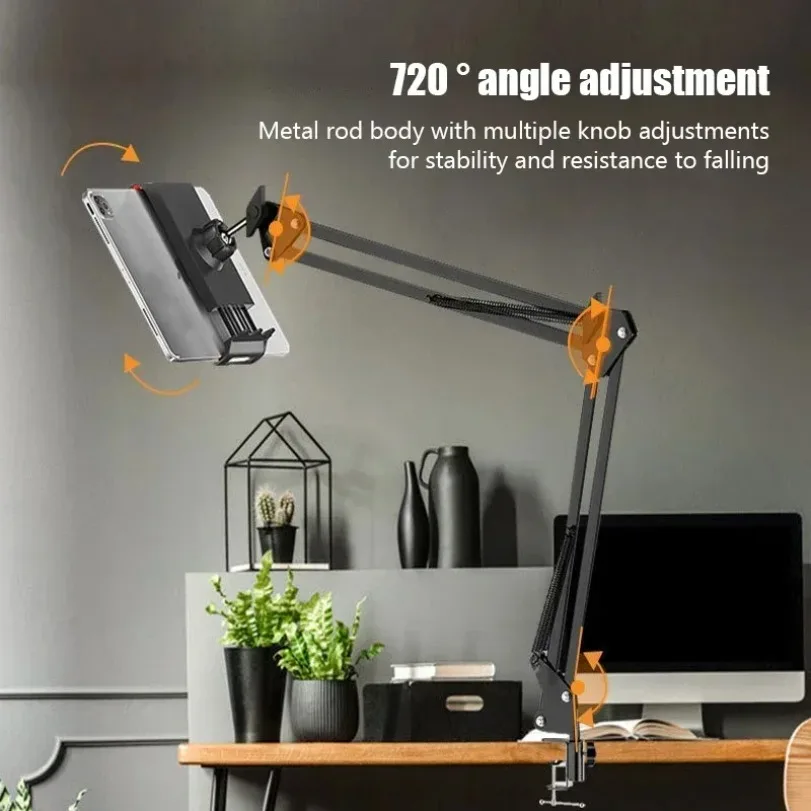 180° Adjustable Long Arm Metal Holder Rotatable Tablet Stand Phone Stand For iPad Pro Mini Air Xiaomi Tablet Compatible 4-12.9in
180° Adjustable Long Arm Metal Holder Rotatable Tablet Stand Phone Stand For iPad Pro Mini Air Xiaomi Tablet Compatible 4-12.9in