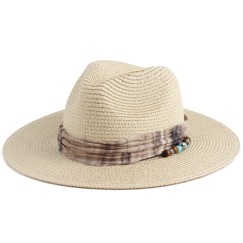 2024 Summer New Arrival Women's Fashion Commuter Sunshade Straw Hat With Tie-dye Fabric Strap Decoration Panama Hat
2024 Summer New Arrival Women's Fashion Commuter Sunshade Straw Hat With Tie-dye Fabric Strap Decoration Panama Hat