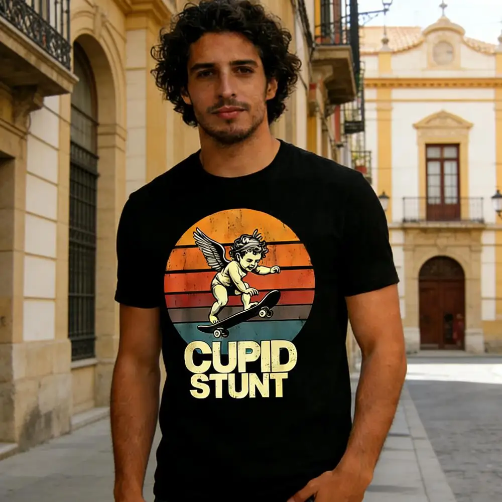 American Retro Cupid Skateboard Short-Sleeve T-Shirt Funny Valentine's Day Couple Tees Unisex Street Style Holiday Gift Tops
American Retro Cupid Skateboard Short-Sleeve T-Shirt Funny Valentine's Day Couple Tees Unisex Street Style Holiday Gift Tops