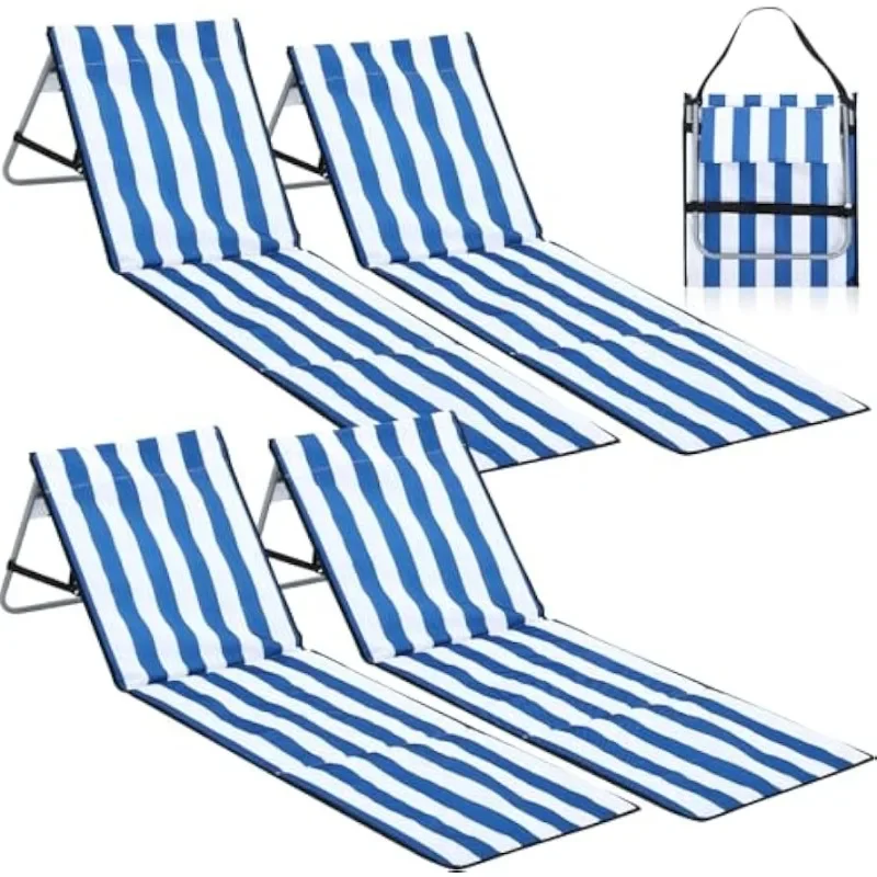 4 Pcs Portable Beach Lounge Chairs, Modern Striped Design, Adult Foldable Beach Lounger with Adjustable Backrest, Zipper Pocket
4 Pcs Portable Beach Lounge Chairs, Modern Striped Design, Adult Foldable Beach Lounger with Adjustable Backrest, Zipper Pocket
