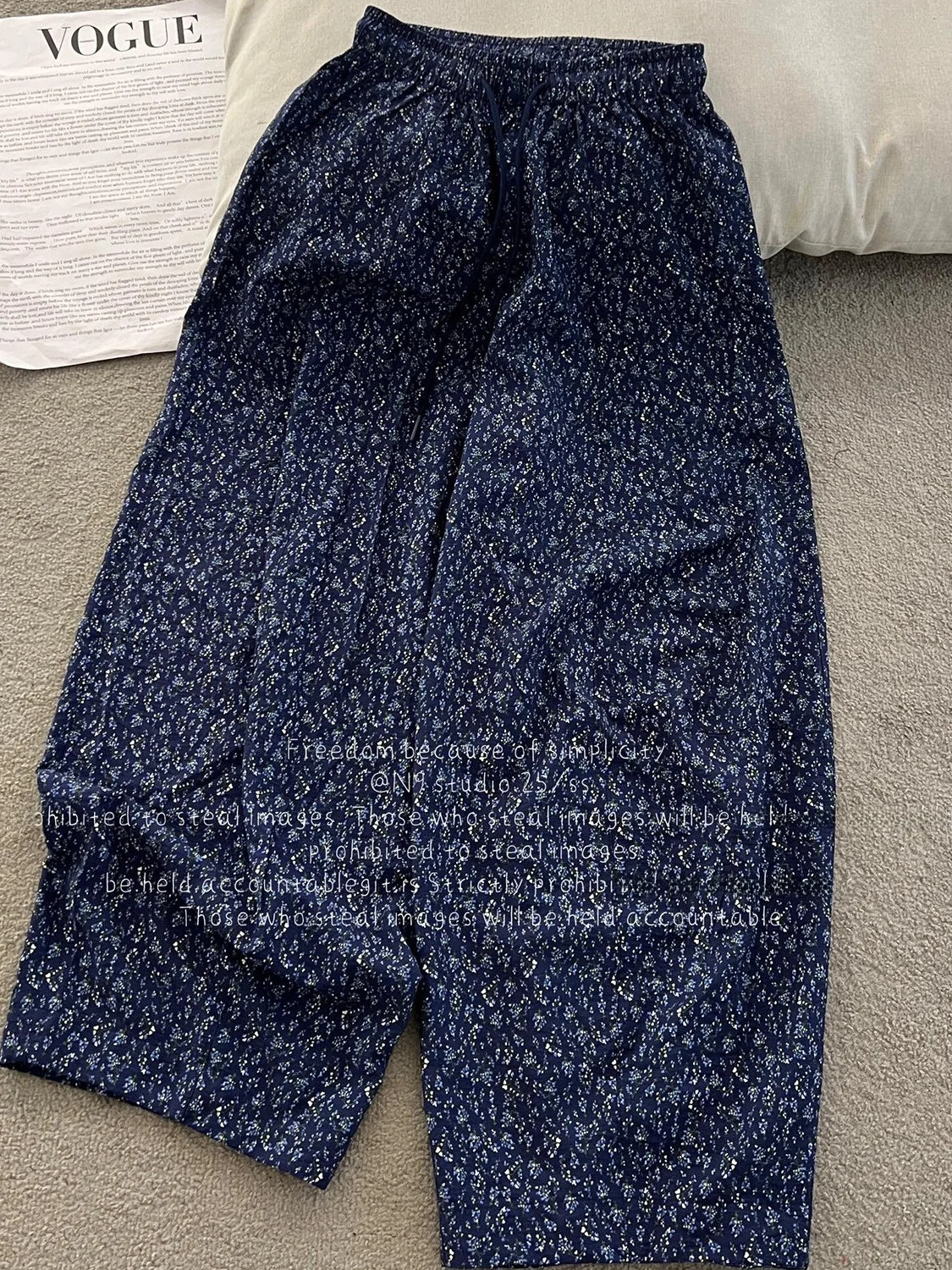 High Waist Wide Leg Pants Women's Elastic Waist Drawstring Slimming Harlan Commute Style Small Floral Print Casual Trousers
High Waist Wide Leg Pants Women's Elastic Waist Drawstring Slimming Harlan Commute Style Small Floral Print Casual Trousers