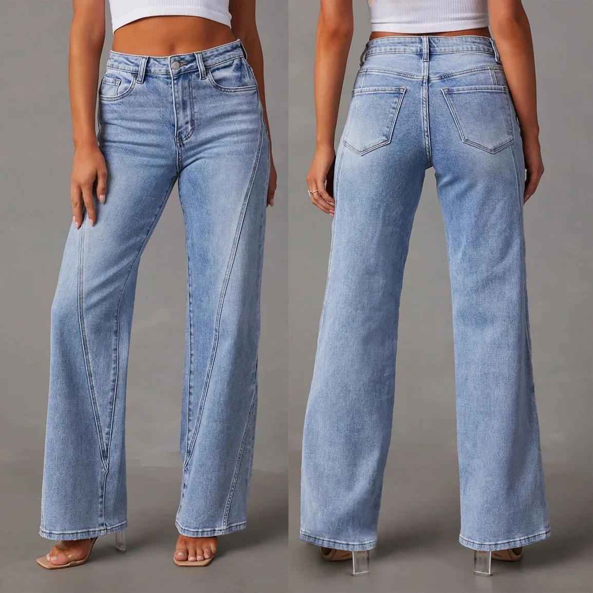 Синие широкие брюки женские, модный дизайн, свободные джинсы с вставками, высокая талия, повседневные, из полиэстера, на молнии
Синие широкие брюки женские, модный дизайн, свободные джинсы с вставками, высокая талия, повседневные, из полиэстера, на молнии