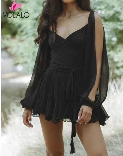 VOLALO Sexy Off Shoulder V Neck Solid Mini Dress For Women Fashion Long Sleeve Slim Dresses Female Vacation Party Beach Vestidos
VOLALO Sexy Off Shoulder V Neck Solid Mini Dress For Women Fashion Long Sleeve Slim Dresses Female Vacation Party Beach Vestidos