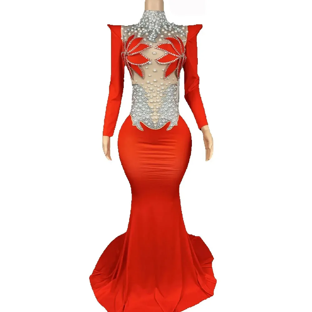 Sparkly Rhinestones Pearls Floor Length Dress Women Sexy Mesh Evening Prom Wedding Celebrate Birthday Photoshoot Stage Wear
Sparkly Rhinestones Pearls Floor Length Dress Women Sexy Mesh Evening Prom Wedding Celebrate Birthday Photoshoot Stage Wear