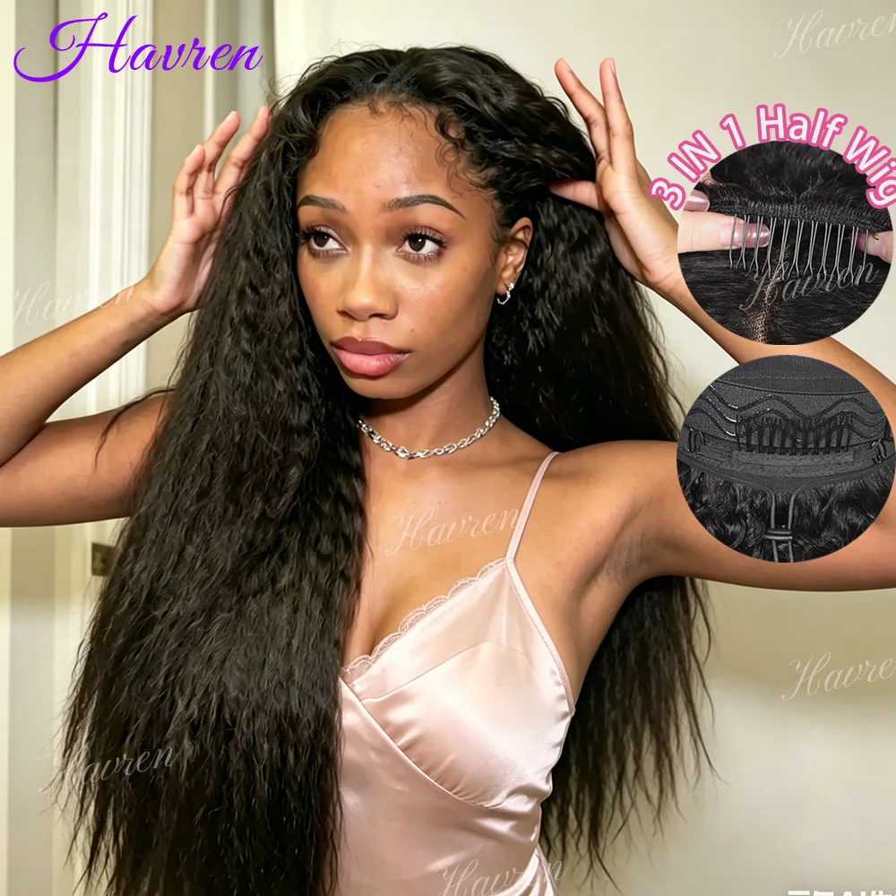 Havren Hair Kinky Straight Half Wigs Human Hair Glueless Wig Ready to Wear 3 IN 1 Half Wig Drawstring Yaki Straight Half Wigs
Havren Hair Kinky Straight Half Wigs Human Hair Glueless Wig Ready to Wear 3 IN 1 Half Wig Drawstring Yaki Straight Half Wigs