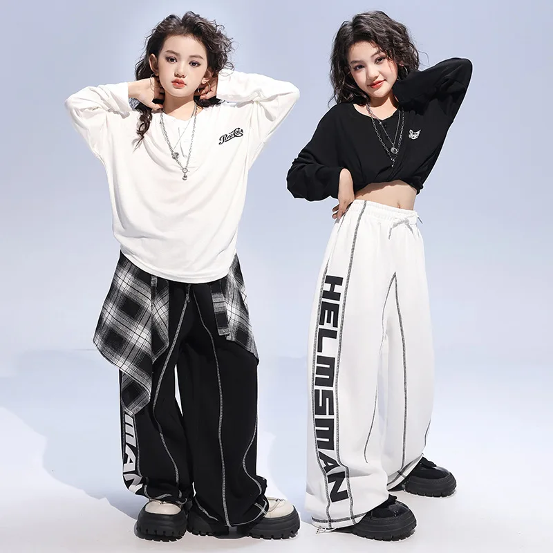 Kid Kpop Hip Hop Clothing White Black Loose T shirt Casual Wide Overlock Sweat Pants for Girls Jazz Dance Wear Costumes Clothes
Kid Kpop Hip Hop Clothing White Black Loose T shirt Casual Wide Overlock Sweat Pants for Girls Jazz Dance Wear Costumes Clothes