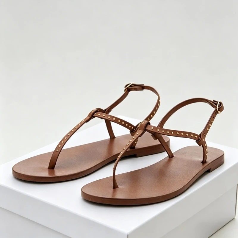 Rivet T-strap Flat Sandals Women Black Clip Toe Comfortable Non-slip Slides Vacation Casual Roman Beach Shoes Sandalias De Mujer
Rivet T-strap Flat Sandals Women Black Clip Toe Comfortable Non-slip Slides Vacation Casual Roman Beach Shoes Sandalias De Mujer