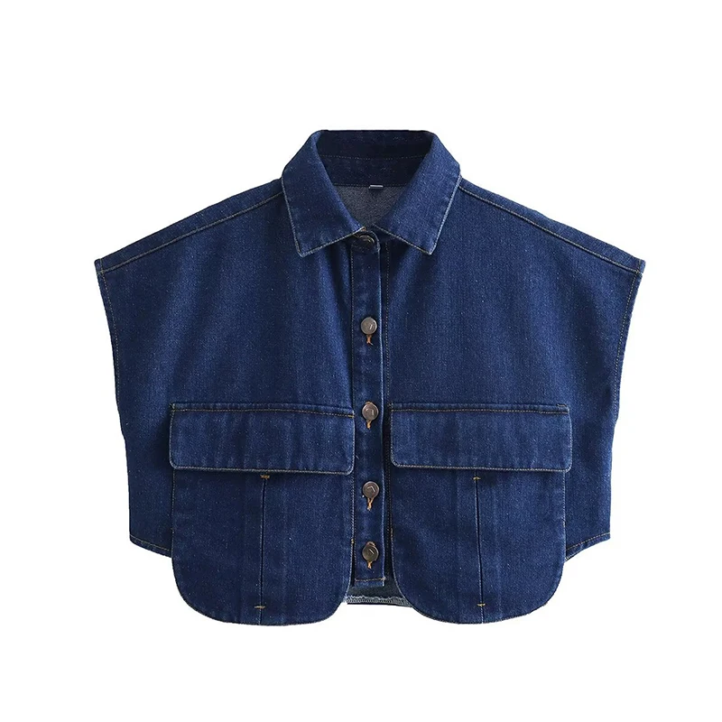Fashion Women Crop Denim Shirt Y2K Temperament Sleeveless Big Pockets Blouse Female Summer New Chic Casual All Match Jeans Shirt
Fashion Women Crop Denim Shirt Y2K Temperament Sleeveless Big Pockets Blouse Female Summer New Chic Casual All Match Jeans Shirt